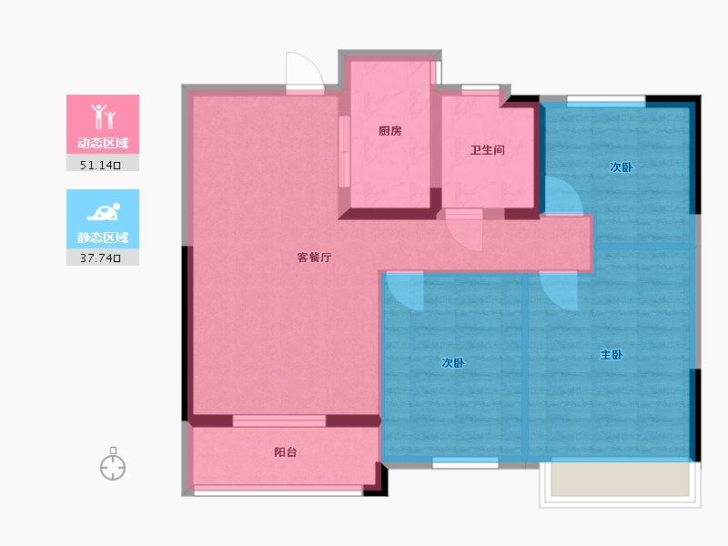 湖北省-武汉市-锦深汉南公馆-80.00-户型库-动静分区