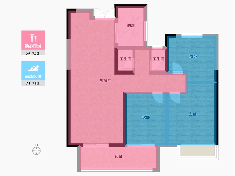 河南省-郑州市-永丰乐城公园里-75.47-户型库-动静分区