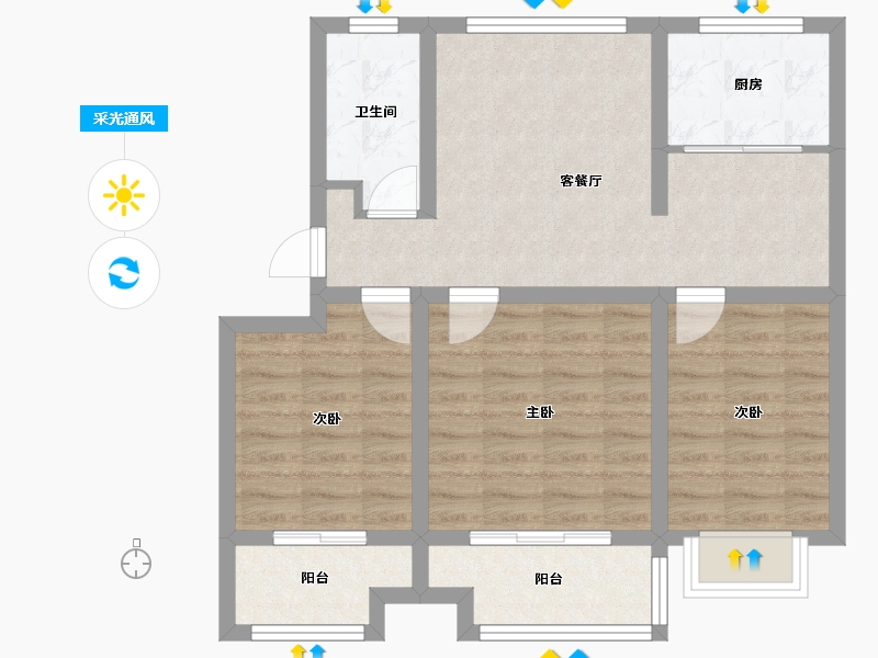 山东省-青岛市-港城文苑-73.20-户型库-采光通风