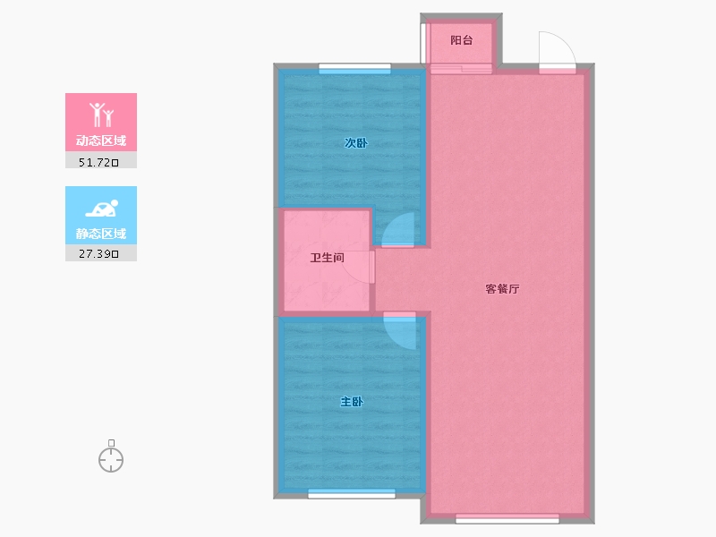 内蒙古自治区-呼和浩特市-万锦合泰-71.68-户型库-动静分区