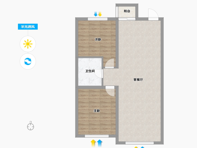 内蒙古自治区-呼和浩特市-万锦合泰-71.68-户型库-采光通风