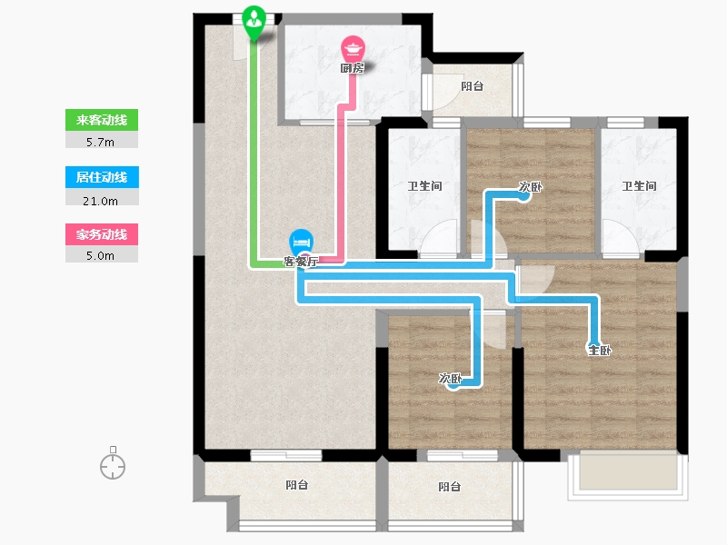 湖北省-襄阳市-碧桂园星荟-85.74-户型库-动静线