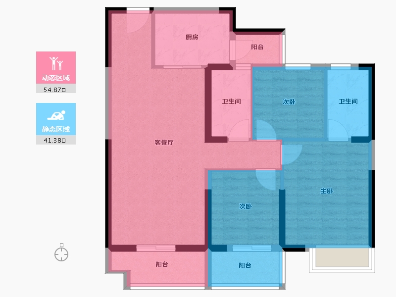 湖北省-襄阳市-碧桂园星荟-85.74-户型库-动静分区