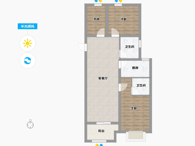 浙江省-嘉兴市-融创海越府-73.15-户型库-采光通风