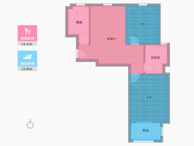 上海-上海市-宝虹水岸景苑-57.72-户型库-动静分区