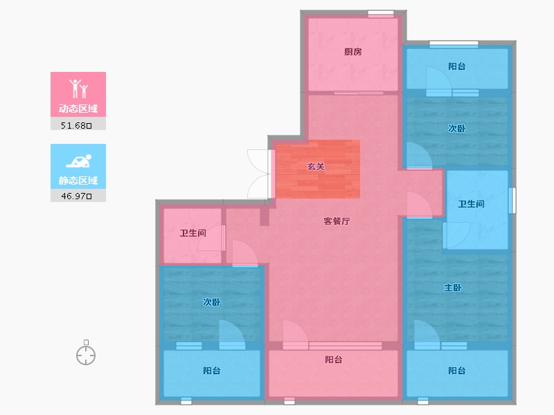 黑龙江省-哈尔滨市-凯利汽车欢乐广场-86.79-户型库-动静分区