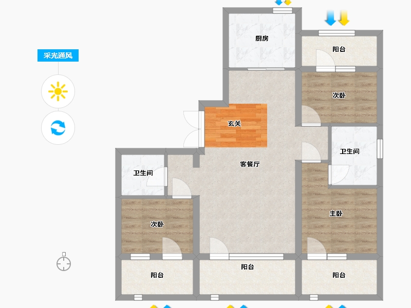 黑龙江省-哈尔滨市-凯利汽车欢乐广场-86.79-户型库-采光通风