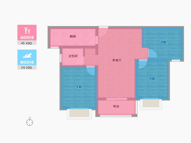 陕西省-西安市-天鹅湖-70.30-户型库-动静分区