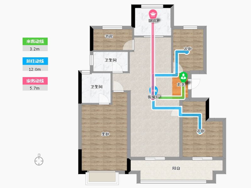 浙江省-宁波市-荣安桂语嵩江-100.76-户型库-动静线