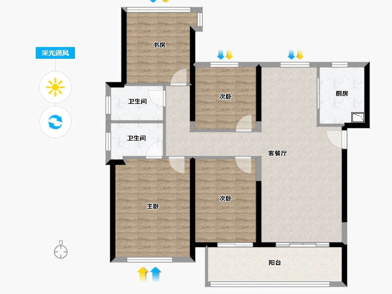 福建省-泉州市-世茂璀璨新城-120.00-户型库-采光通风