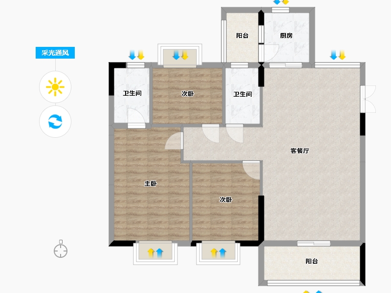 湖南省-岳阳市-江南世家-100.50-户型库-采光通风