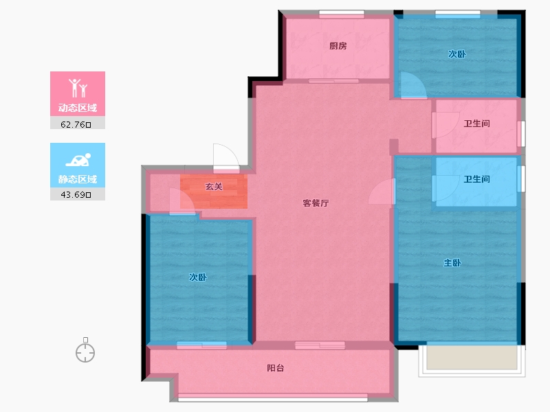 浙江省-宁波市-碧桂园都荟名邸-95.86-户型库-动静分区