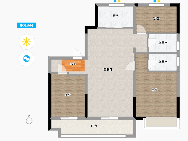 浙江省-宁波市-碧桂园都荟名邸-95.86-户型库-采光通风