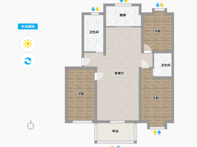 河北省-石家庄市-花样年华小区-109.99-户型库-采光通风