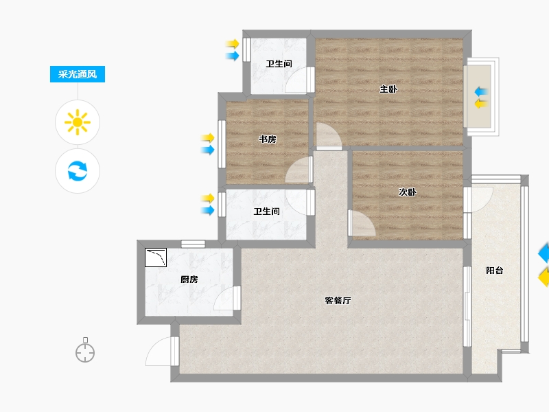 江苏省-无锡市-华侨城运河湾-85.04-户型库-采光通风