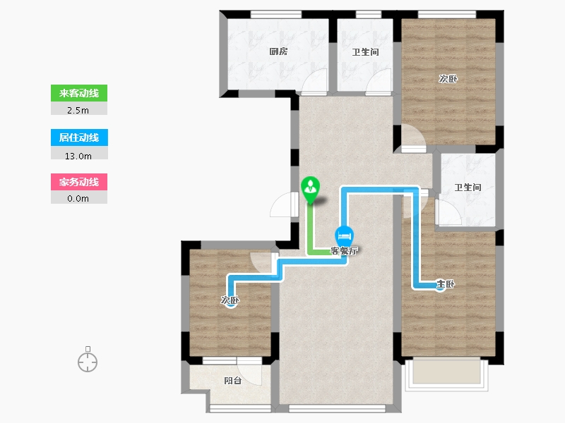 山东省-淄博市-学苑小区-85.24-户型库-动静线