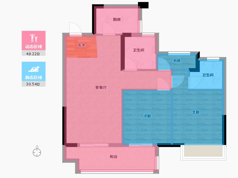 浙江省-宁波市-禹洲海西明月府-71.56-户型库-动静分区