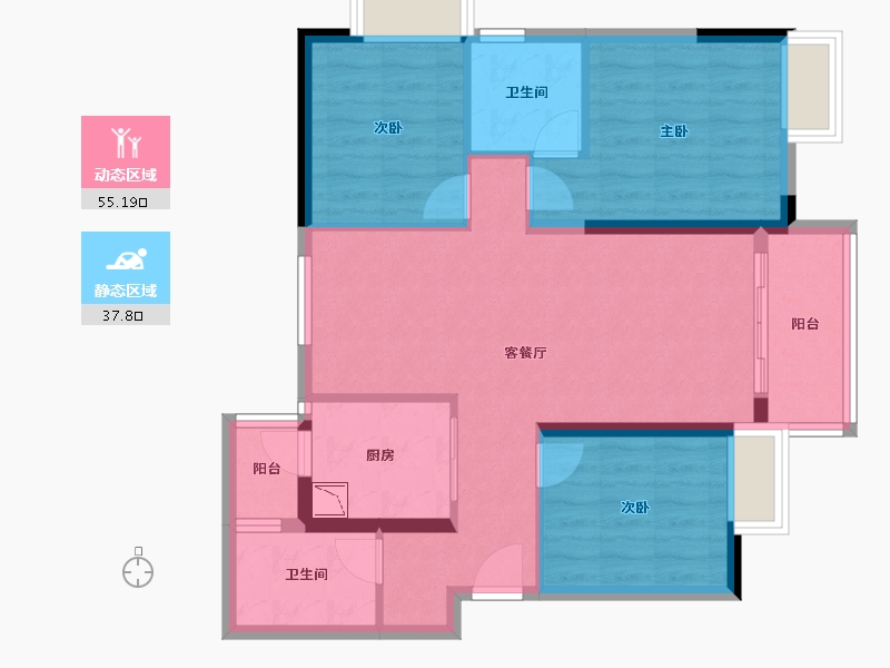 广东省-珠海市-海伦堡·湖心里-82.65-户型库-动静分区