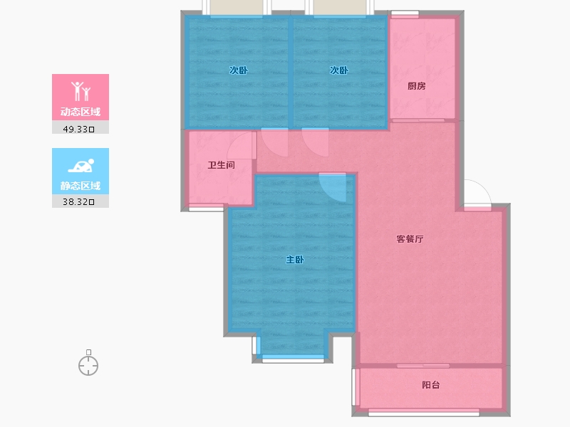 江苏省-苏州市-通澄花园-80.00-户型库-动静分区