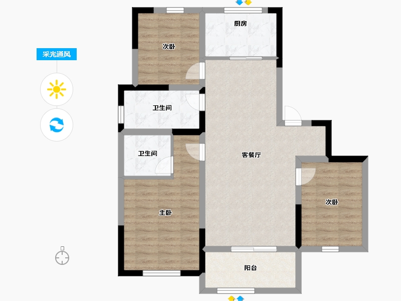 河南省-洛阳市-山水王城-84.00-户型库-采光通风