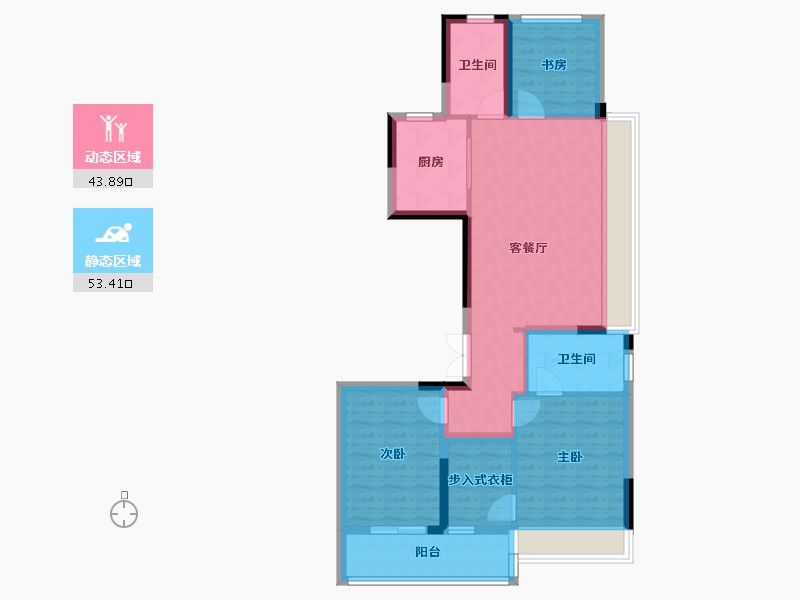 浙江省-杭州市-越秀招商天悦江湾-86.68-户型库-动静分区