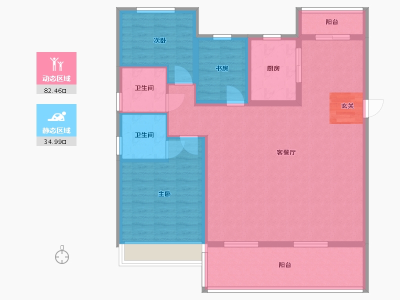 安徽省-合肥市-城建琥珀东华府-106.18-户型库-动静分区