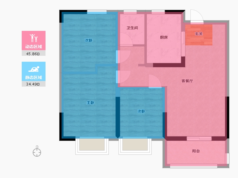 安徽省-合肥市-荣盛・书香府邸-71.49-户型库-动静分区