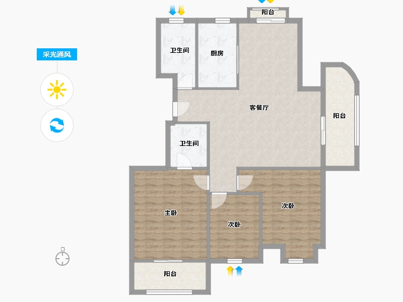 浙江省-杭州市-天水苑-113.51-户型库-采光通风