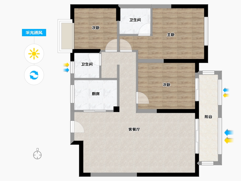 河南省-焦作市-亚特中央城-91.39-户型库-采光通风