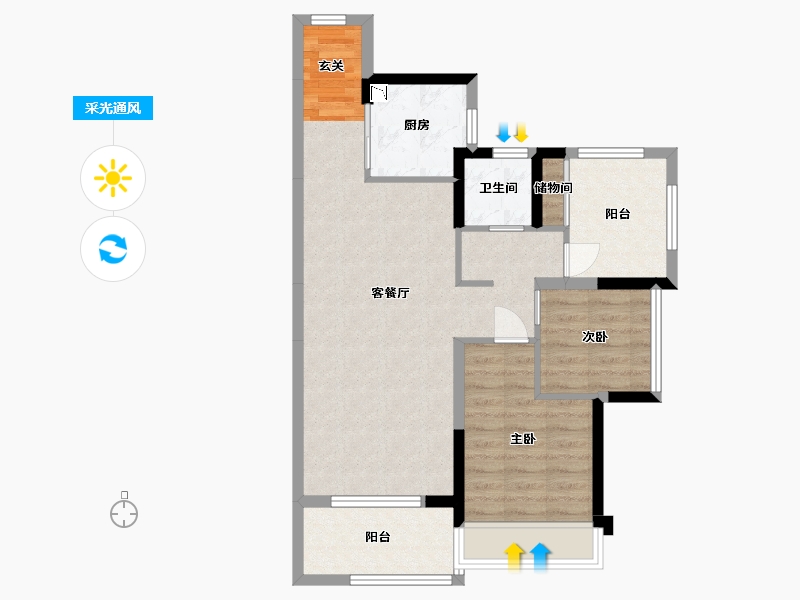 广东省-湛江市-湛江・远洋城-72.12-户型库-采光通风