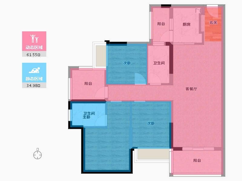 广东省-湛江市-红星・湛江爱琴海国际广场-85.35-户型库-动静分区