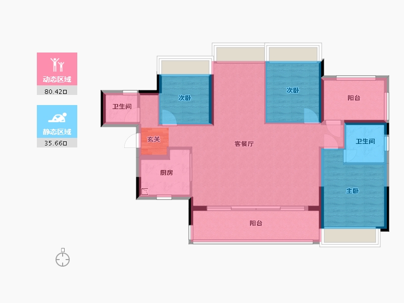 广东省-湛江市-红星・湛江爱琴海国际广场-104.80-户型库-动静分区