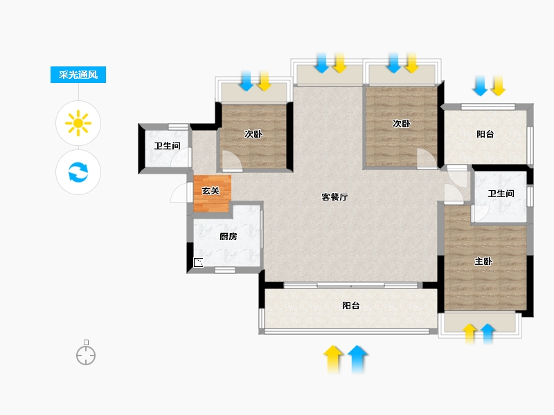 广东省-湛江市-红星・湛江爱琴海国际广场-104.80-户型库-采光通风