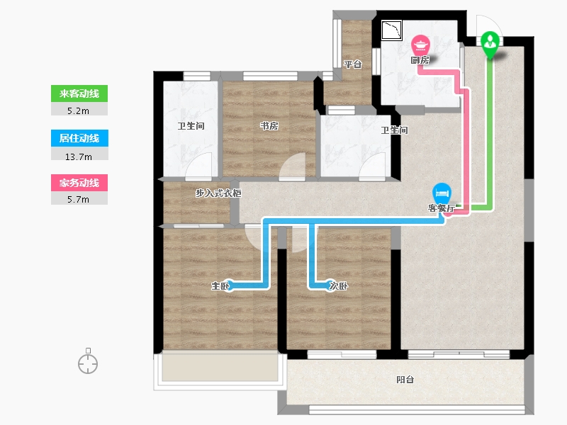 浙江省-温州市-凯迪融创新鹿园-81.60-户型库-动静线