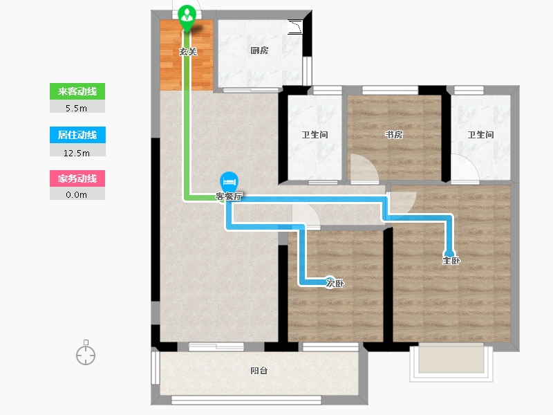 湖北省-武汉市-中建壹品宏泰・阅江府-75.42-户型库-动静线