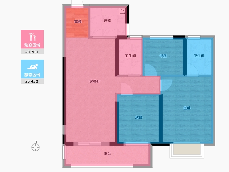 湖北省-武汉市-中建壹品宏泰・阅江府-75.42-户型库-动静分区