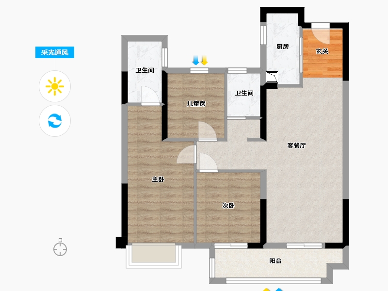 湖北省-武汉市-武汉碧云天-78.19-户型库-采光通风