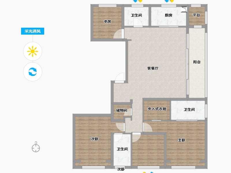 浙江省-温州市-九山金茂府-148.00-户型库-采光通风