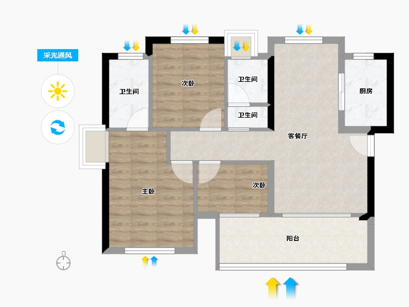 福建省-泉州市-力高&水投・君誉中央-69.05-户型库-采光通风