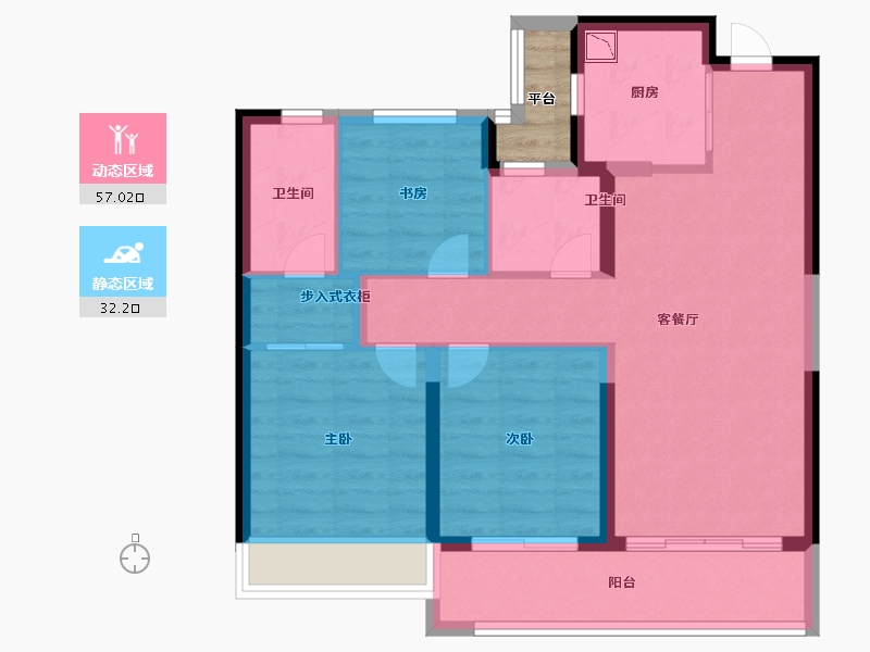 浙江省-温州市-凯迪融创新鹿园-81.60-户型库-动静分区