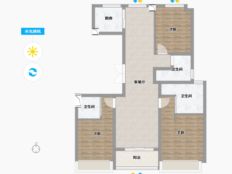 上海-上海市-前滩晶萃名邸-99.00-户型库-采光通风