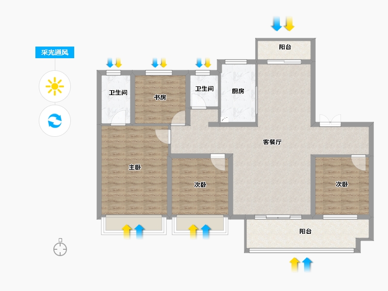 湖南省-长沙市-湾田・望江府-111.37-户型库-采光通风