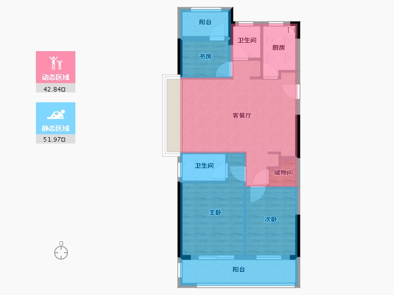 浙江省-温州市-德信东望里-84.80-户型库-动静分区