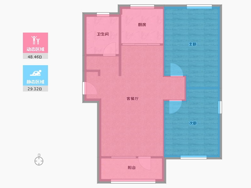 山东省-青岛市-东方华庭-70.98-户型库-动静分区