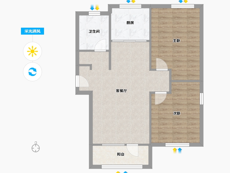 山东省-青岛市-东方华庭-70.98-户型库-采光通风