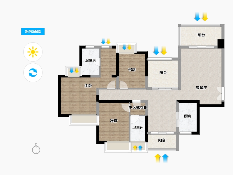 广西壮族自治区-南宁市-华发国宾壹号-110.95-户型库-采光通风