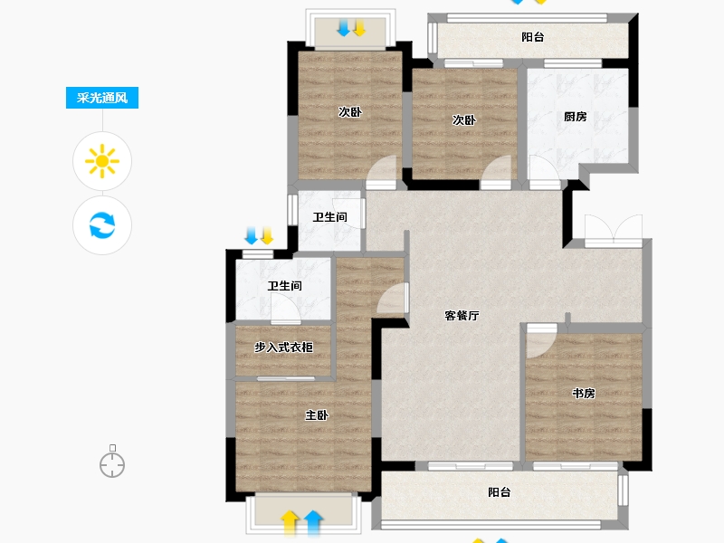 四川省-成都市-弘阳都江府-106.44-户型库-采光通风