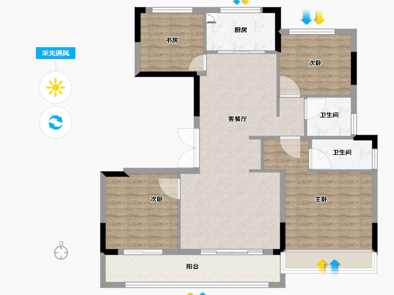 浙江省-温州市-华鸿大家御湖上品-104.80-户型库-采光通风