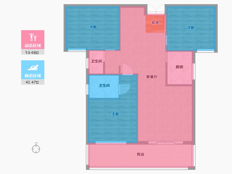 湖南省-衡阳市-金星・湘江雅院-93.80-户型库-动静分区