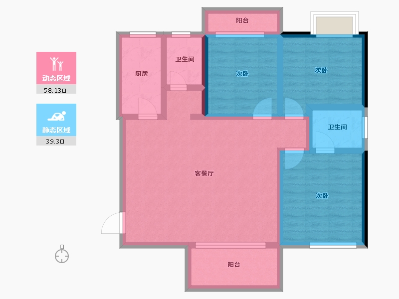 湖南省-长沙市-湘江东苑-86.47-户型库-动静分区